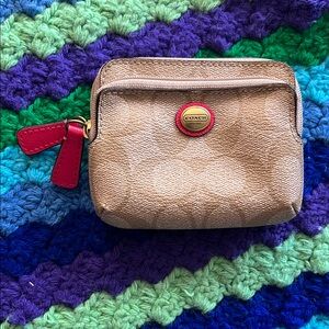 Coach Beige Signature Walket with Pink Trim